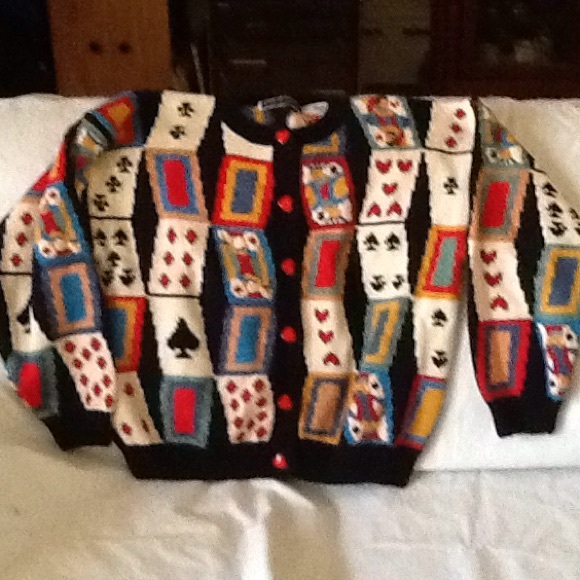 Christine Foley Sweaters - Christine Foley "Deck of Cards" vintage cardigan.